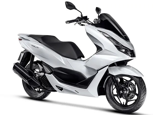 Honda PCX 160 branca vista de perfil
